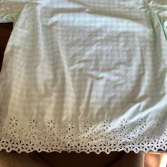 Draper James blouse impeccable size 1x light checked green and white - Picture 7 of 11
